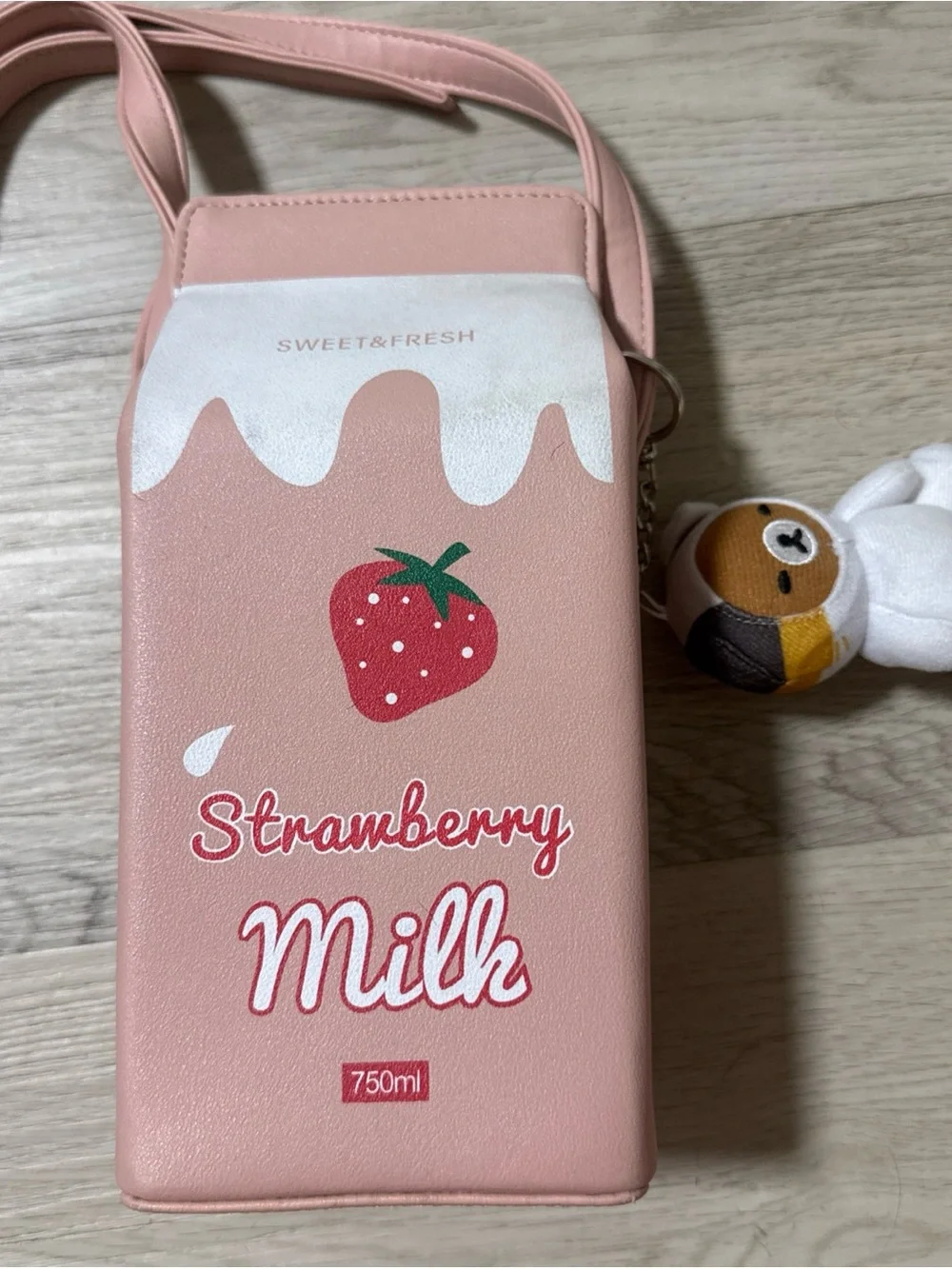 STRAWBERRY MILK Carton Purse Bag Tote Crossbody Shoulder Pink Strap White Pastel